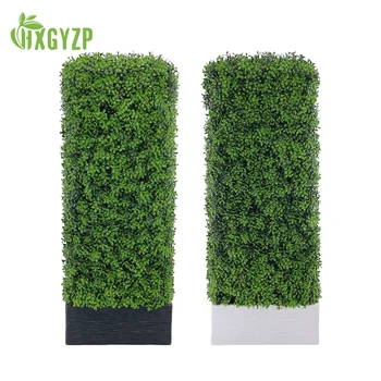 105cm מלאכותי צמח קיר ירוק מילאנו דשא עלים תאשור צמחים עם מלבני סיר עיצוב הבית מקורה חיצונית רקע