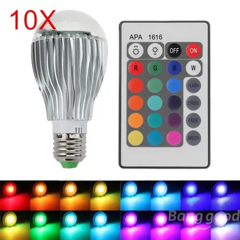 10Pcs E27 15W RGB LED הנורה בשלט רחוק שינוי צבע LED קיר הנורה RGB 16 צבע המנורה AC110V-240V באיכות גבוהה