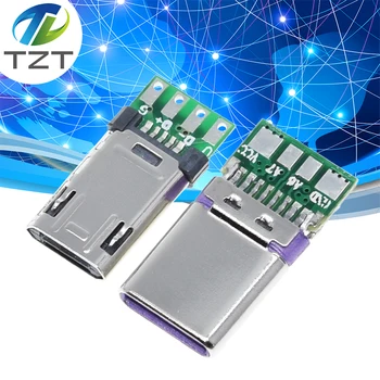 2020 חדש מיקרו זכר תקע עם PCB הלחמה צלחת דו צדדי מיקרו 5P Plug מחבר Usb+ Type-C זכר מחבר USB עם 4Pin PCB