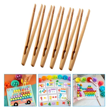 6 יח ' צעצועים עבור פעוטות עץ פינצטה כלי מוקדם מיומנויות מוטוריות צעצועים לילדים ללמוד חינוך הורים-ילדים מלקחיים ילדים כיף