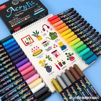 60 צבע 7 ראש רך אקרילי על בסיס מים צבע עט סימון Diy יד לצייר גרפיטי היד חשבונות ציור עט סימון
