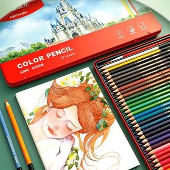 72 צבעים מסיסים במים מקצועי עפרונות צבעוניים הספר צבעי משלוח חינם צביעה לילדים ציוד משרדי סמנים