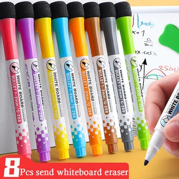 8 צבעים מגנטי למחוק יבש סמנים בסדר טיפ מגנטי הניתן למחיקה לוח עטים עבור ילדים, מורים במשרד תלמידים בכיתה