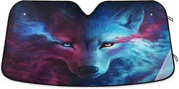 Dussdil אדום כחול העיניים של הזאב שמשת הרכב השמש צל Galaxy שמשיות רעיוני קרני UV המגן לשמור את הרכב מגניב מגן C