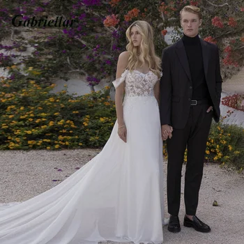 Gabriellar כלות נשוי שמלות שיפון את הכתף מתוקה אפליקציות ללא משענת קו אשליה Vestido De נוביה 2023