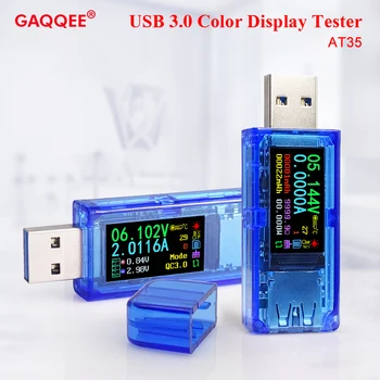 Gaqqee AT34 AT35 USB 3.0 LCD צבעוני מד הזרם מודד מתח הנוכחי המונה מודד סוללה מטען בנק כוח USB הבוחן