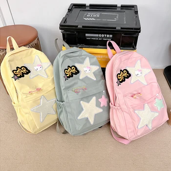Hellokitty כוכב תרמילים Sanrio ניילון Schoolbags Kawaii קיבולת גדולה חיצונית תיקי נסיעות סטודנט Bagpacks עבור בנות