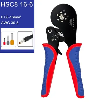 HSC8 16-6 0.08-16mm2 30-5AWG צינורי מסוף כלים crimping מיני פלייר Crimping של גודל גדול מסופים חשמליים מלחציים להגדיר