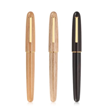 Jinhao 9036 עץ טבעי עט נובע בעבודת יד אירידיום EF/F/M/בנט החוד מתנה עט