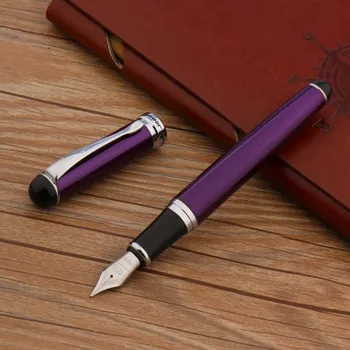 Jinhao X750 עט נובע ממתכת סגול כסוף לכופף את החוד דיו, נייר משרדי, ציוד לביה 