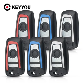 KEYYOU 10X 3/4 כפתורים מרחוק חכם Keyless Shell עבור ב. מ. וו F CAS4 5 סדרה 7 סדרה E90 E92 E93 E91 X5 חכם Fob מפתח מקרה