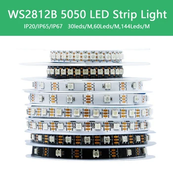 LED רצועת אור WS2812B DC5V RGB עם 5050 Built-in IC תאורה דקורטיביים אווירה אינטליגנטי אור