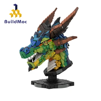 MOC כוח סמל גלגל המזלות ראשים צבעוניים ראש הדרקון אבני הבניין סט דרקון להציג פסל צעצועים לילדים ילד מתנת יום הולדת.