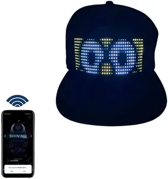 Multi-Language Bluetooth LED Smart Cap, מותאם Bluetooth כובע נייד בקרת יישום עריכת תצוגת LED כובע מנורת Led מילה