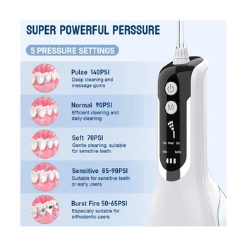 Oral Irrigator נטענת USB נייד שיניים סילון מים 330ML מיכל מים עמיד למים השיניים מנקה שחור
