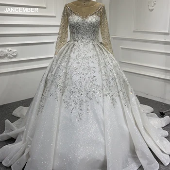 RSM67257D שמלת נשף שמלות חתונה נוצץ קריסטל, נצנצים, שמלות כלה עם שרוולים ארוכים Vestidos דה נוביה בוהמיה 2021 חדש