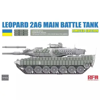 RYEFIELD 5103 1/35 Leopard 2A6 ראשי קרב טנק w/אוקראינה מדבקות & Kontakt1ERA & עביד מסלולים