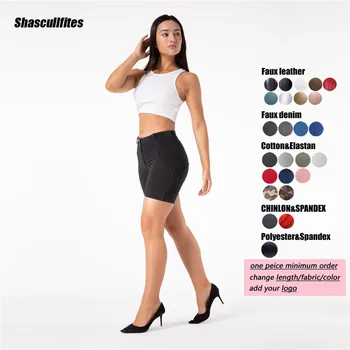 Shascullfites כושר ועיצוב המותאמים לנשים מכנסי ג ' ינס שחור ספורט ריצה כושר נקבה סלים אימון מכנסיים קצרים