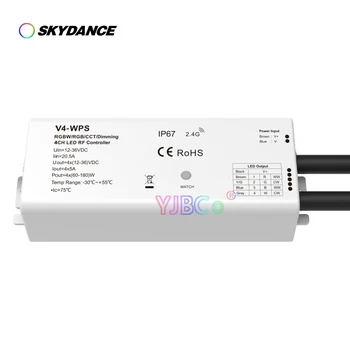 Skydance ערוץ 4 עמיד למים IP67 LED הרצועה בקר 4CH 2.4 G RF צבע יחיד/כפול צבע/RGB/RGBW שלט רחוק 12V-24V 36V