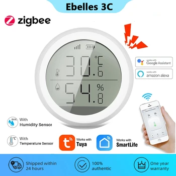 Tuya חכם ZigBee טמפרטורה ולחות חיישן חכם החיים APP בקרת הלחות מקורה הגלאי עובד עם ZigBee שער האב.