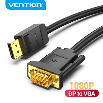 Vention Displayport to VGA כבל 1080P DP ל-VGA ממיר זכר זכר עבור מחשב נייד מקרן, לפקח Display Port VGA