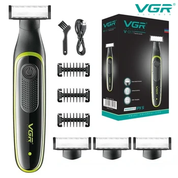 VGR זקן גוזם מקצועי הזקן גילוח עמיד למים שיער גוזם מכונת מתכוונן חשמלי T להב גילוח מכונה V-017