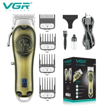 VGR שיער גוזם שיער מקצועי קליפר מתכת מכונת תספורת אלחוטית נטענת מתכוונן גוזם שיער לגברים V-658