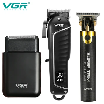 VGR שיער מקצועי קליפר T9 שיער מכונת חיתוך מתכוונן מכונת גילוח נטענת קירח הספר גוזם עבור גברים