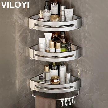 VILOYI אמבטיה מדפים קיר רכוב לא תרגיל שטח אלומיניום מקלחת פינה הקאדילק אחסון מדף השיש במטבח ארגונית המתלה.
