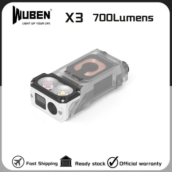 WUBEN X-3 טעינה אלחוטית LED EDC פנס 700Lumens 180° סיבוב הראש אולטרה קל משקל מיני מחזיק מפתחות אור