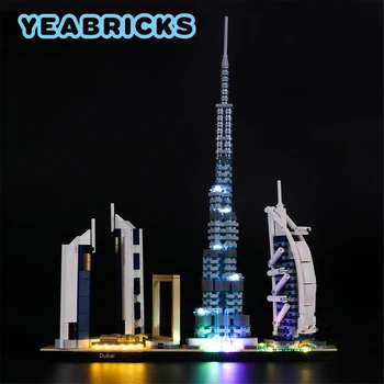 YEABRICKS אור LED ערכת עבור 21052 קו הרקיע של דובאי אוסף אבני הבניין מוגדר (לא כולל דגם) לבנים צעצועים לילדים