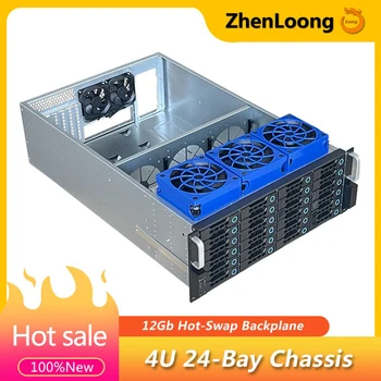 ZhenLoong 4U 24 מפרץ הרחבה שרת התיק דיסק קשיח חם להחליף אחסון NAS מארז SAS SATA עם 12G אם או הרחבה צ ' יפ