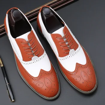 ארבע עונות חדש מחודד בוהן עסק רשמי נעלי עור רטרו Brogue מגולף נעלי עור הבריטי עור צביעה P079