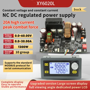 באק מודול CNC מתכוונן מתח DC הרגולטור לוח CV-CC שלב אספקת חשמל מודול XY6020L 20A 1200W DC 6V-70V 0-60V