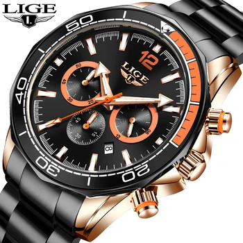 גברים LIGE העליון מותג יוקרה 30M עמיד למים מזדמן אוטומטי תאריך קוורץ שעון יד 2021 אופנה חדשה צוללן שעון זכר Relogio+קופסא