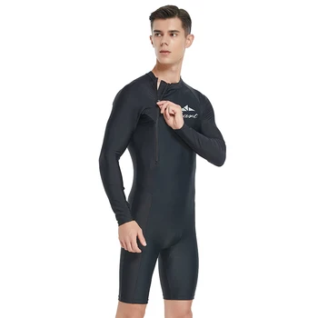 האופנה החדשה של הגברים מקשה אחת עם שרוולים ארוכים הרוכסן הקדמי גלישה חליפת ספורט מים מהיר יבש קרם הגנה לצלול לשחות חליפת גלישה