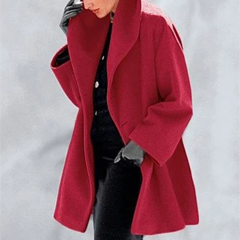 הסתיו והחורף המעיל גבירותיי אופנה ססגוניות צוואר עגול חופשי מכוסים צמר אמזון דו צדדי צמר מעיל пальто женское