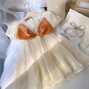 הקיץ פעוטה מקסימה טול שמלת קשת שמלת החתונה ילדים המסיבה ללבוש את שמלת נסיכה הילדה Bowknot שמלות מתנת יום הולדת.