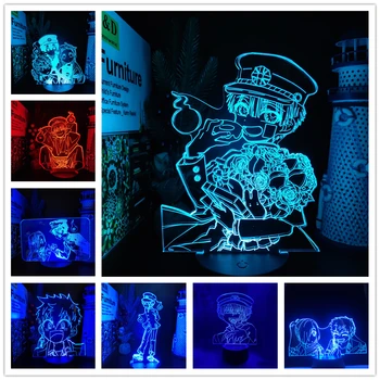 השירותים מחויב 3d המנורה אנימה האנקו קון Mitsuba X Kou LED לילה אור שינה עיצוב צבעוני מנורת לילה מנורת שולחן ילדים מנגה מתנה