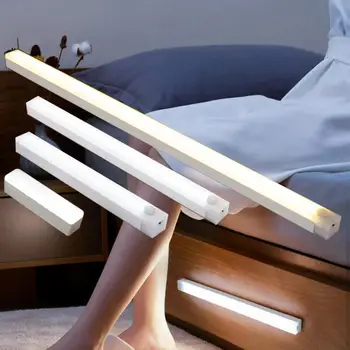 חיישן תנועה, תאורה אלחוטית אור LED לילה USB נטענת מנורת לילה עבור ארונות מטבח ארון מנורה מדרגות