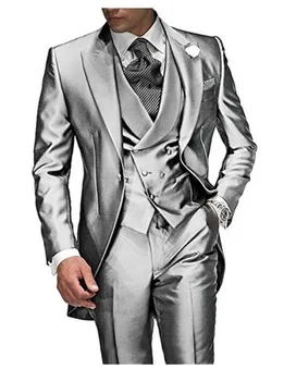 חליפה של גבר לשיא דש 3 חתיכות כפתור 1 החתן חליפות חתונה חליפה לגברים להגדיר בהזמנה אישית(ז ' קט+מכנסיים+וסט)