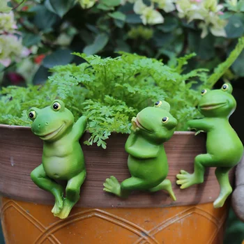חמוד תלוי צפרדע פסל שרף מלאכות לצמחים מטפסים צפרדע תליון הביתה קישוט הגן