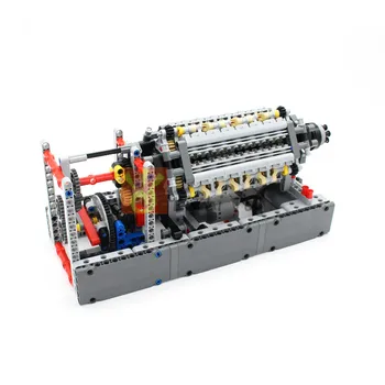 טכנולוגיה V42 מנוע צילינדר היי-טק התאספו בתפזורת חלקים עם כוח פונקציה מוטורס אבני בניין לבנים דגם DIY, צעצועים