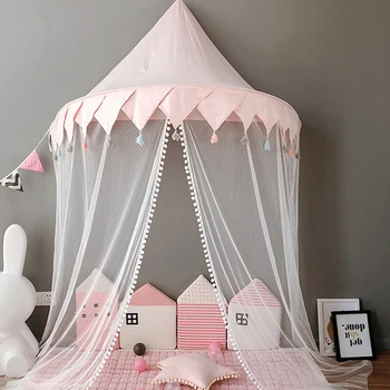 ילדים אוהל אוהלים ילדים משחקים בבית הטירה כותנה אוהל מתקפל מיטת אפריון וילון מיטת תינוק רשת בנות ילד קישוט החדר