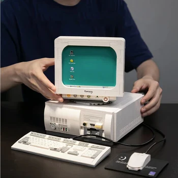 יצירתי MOC בניין סימולציה קלאסי רטרו המחשב השולחני להרכיב דגם ה-90 המחשב לבנים צעצוע אוסף מתנות