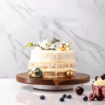 יצירתי קישוט עוגת מסתובב צלחת מעץ מלא קינוחים צלחת עוגת יום הולדת לעמוד אפייה אביזרים