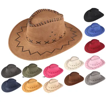 כובע דמוי זמש המערבי כובע בוקרים גברים רוכב כובע פדורה כובע פנמה חבל אביזרים-הודן damski gorros קאובוי