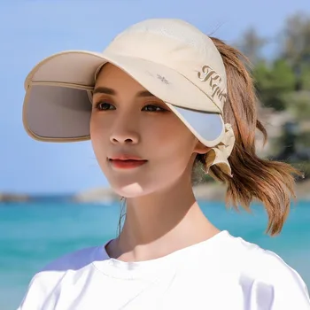 כובע השמש נשים רכיבה על אופניים חוף כובעים לנשימה מצחייה, כובעי נקבה מדרגי ברים ריקים העליון כובע רחב שוליים כובע הגנת UV