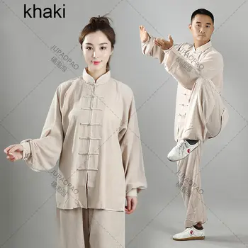 למבוגרים פשתן קונג פו המדים סינית מסורתית בגדי נשים וושו העליון חליפת מכנסיים גברים טאי צ ' י פולק תלבושות בגדי תחפושת