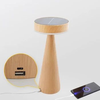 מודרני פשוט, אלומיניום, עץ מלא, תאורה אקריליק מופעל סולארית מנורת שולחן